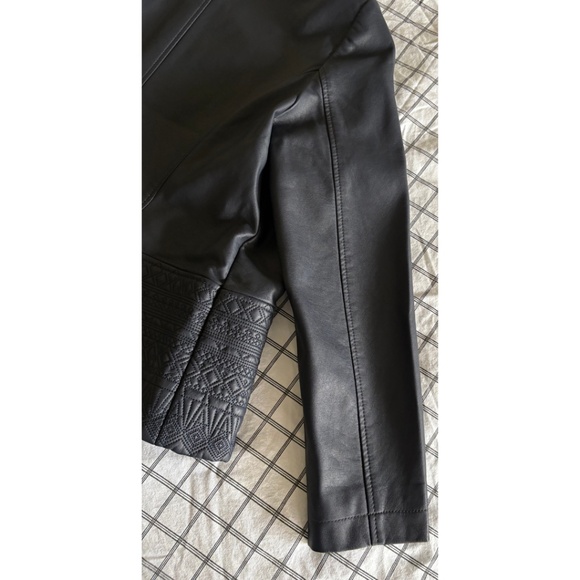 Cleo Petites Navy Faux Leather Quilted Moto Jacket NWT (S/P) - Picture 8 of 14